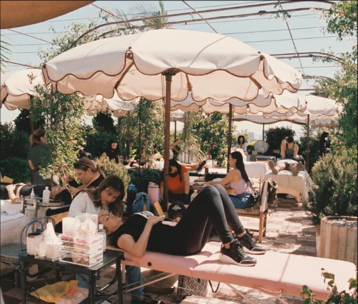 Guests receiving services on the roof
